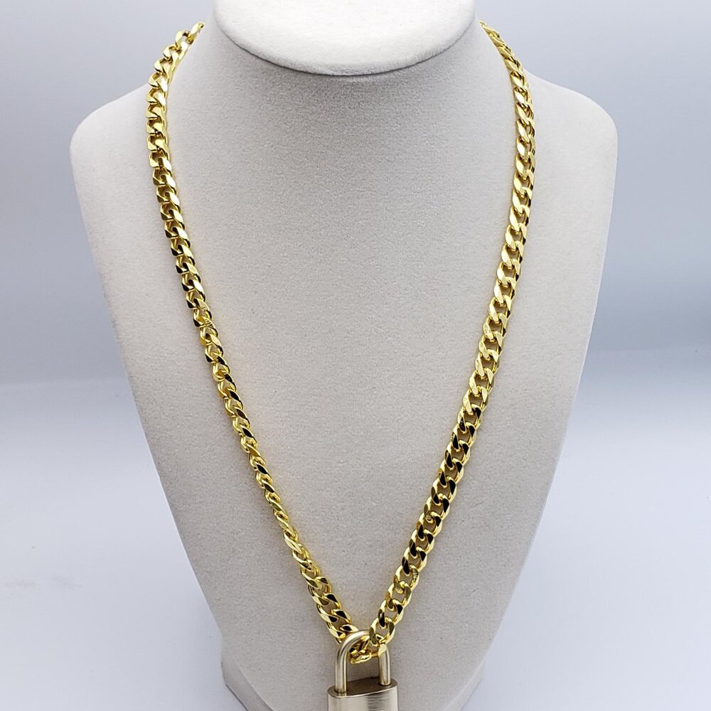 Stainless Steel Gold-Plated Necklace with Authentic Louis Vuitton Padlock - Picture 11 of 11